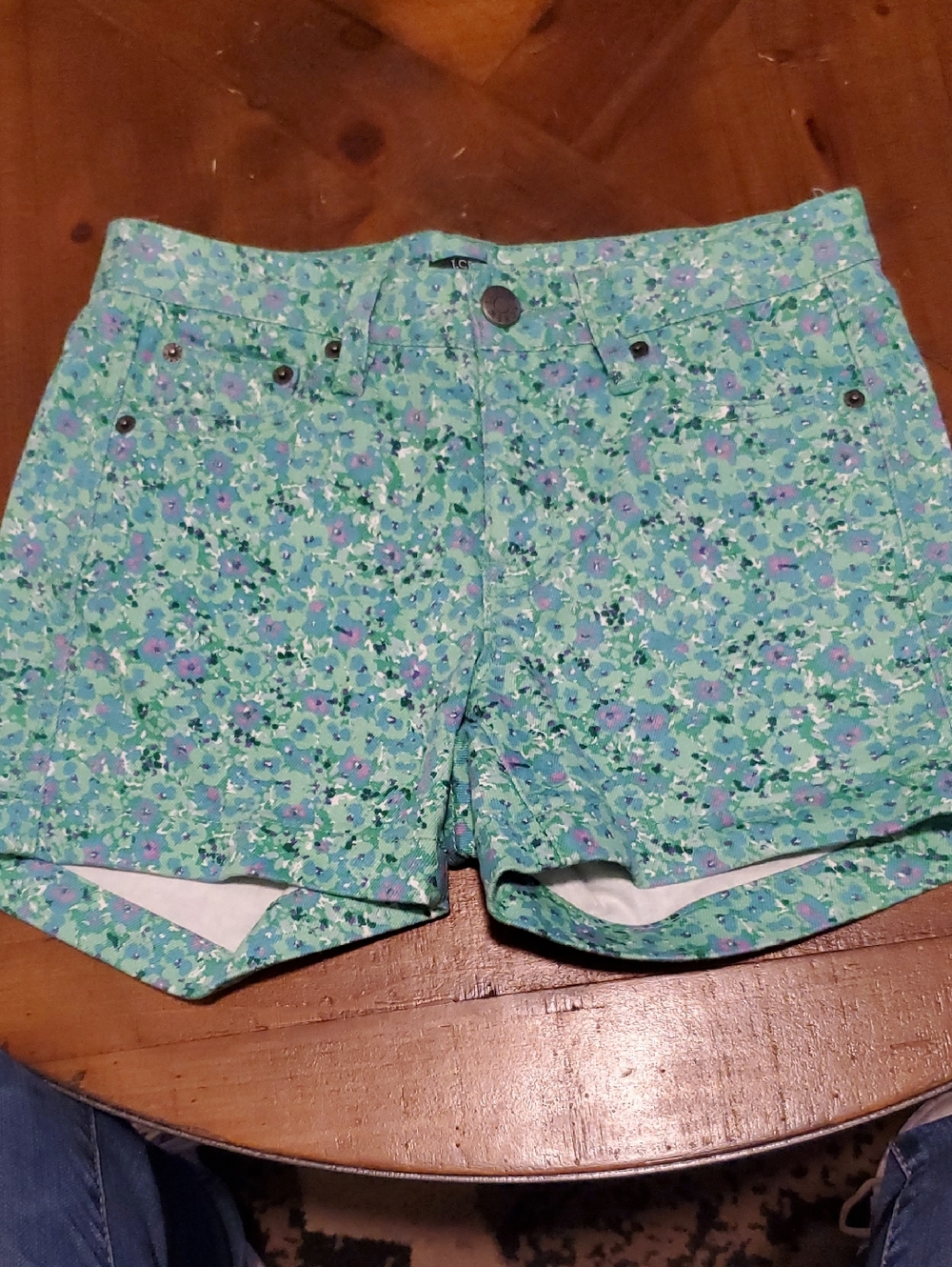 J. Crew Mint Green Floral Denim Shorts